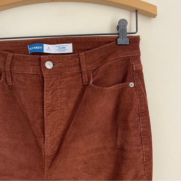 Old Navy Higher High Rise Flare Corduroy Pants Petite 8 – Rust Brown - Picture 2 of 8